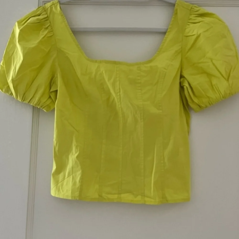 NWT J. Crew Puff Sleeve Squareneck Top in Cotton Poplin Lemon Sorbet Size 8